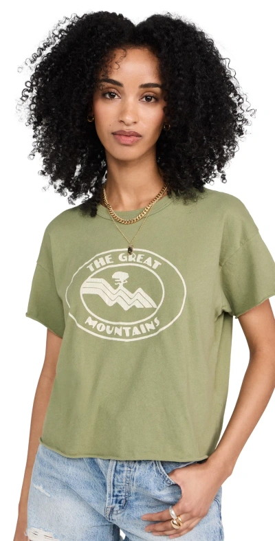 The Great The Crop Tee W/ Mountain Resort Graphic Vintage Army