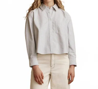 The Great The Cropped Oxford Shirt In Blue Stripe