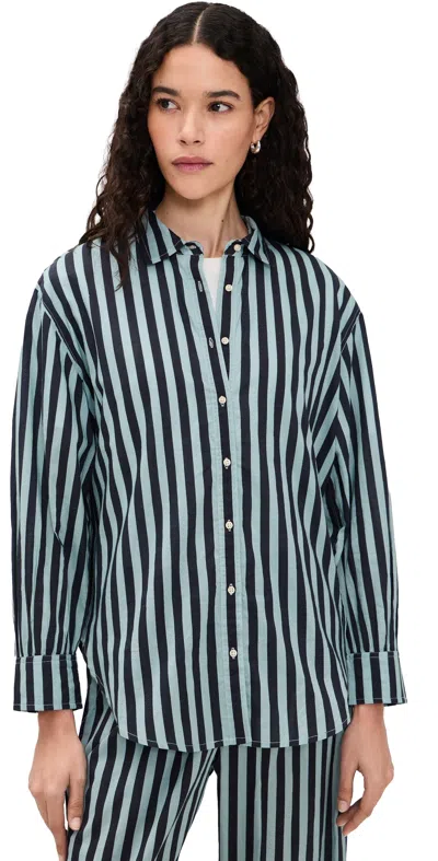 The Great The Daily Button Up Blue Club Stripe In Multi