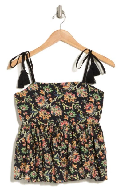 The Great The Dainty Floral Sleeveless Top In Black Print