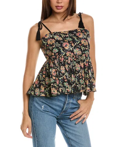 The Great The Dainty Floral Sleeveless Top In Black Print