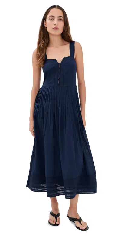 The Great . The Daybreak Cotton Midi Dress In Blue