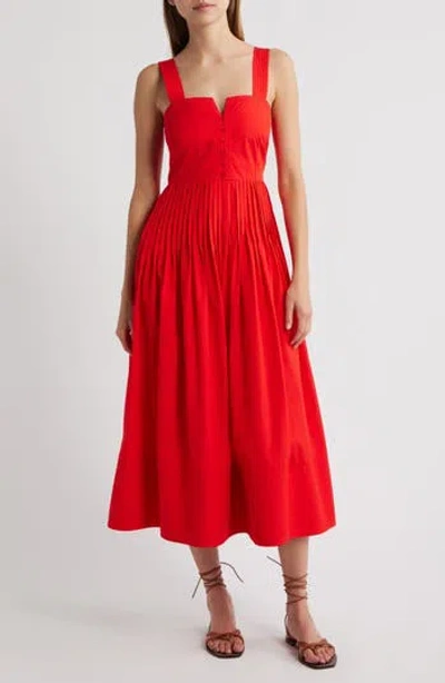 The Great . The Day Break Pleated Sleeveless Maxi Dress In Red
