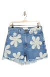 THE GREAT THE GREAT. THE EASY FLORAL CUTOFF DENIM SHORTS