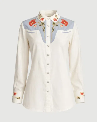The Great The Embroidered Western Shirt In White