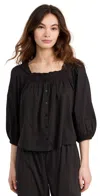 THE GREAT THE EYELET BUTTON SLEEP TOP BLACK