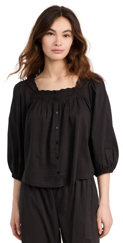 The Great The Eyelet Button Sleep Top Black