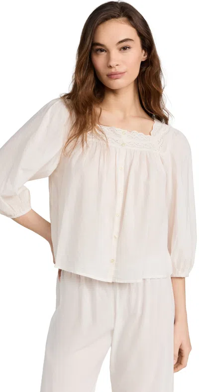 The Great The Eyelet Button Sleep Top True White