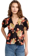 The Great The Fairway Top Cabbage Rose Print In Cabbage Rose Print