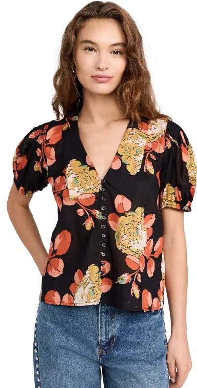The Great The Fairway Top Cabbage Rose Print In Multi