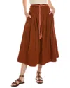 The Great The Field Cotton Corduroy Midi Skirt In Red