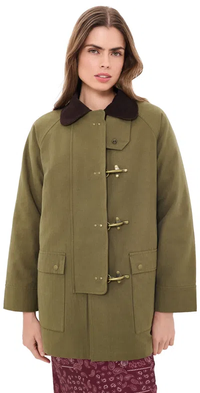 The Great The Firefighter Jacket Olive With Chocolate