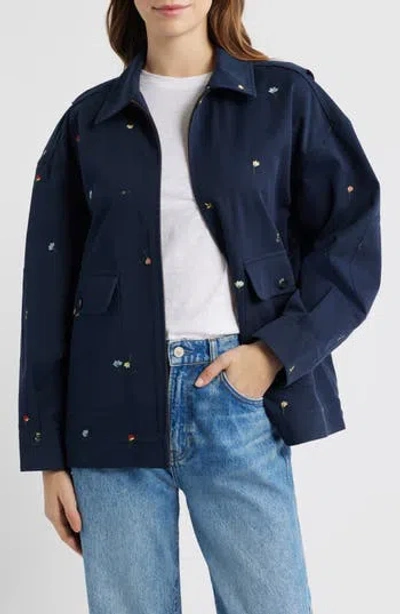 The Great . The Folsom Floral Chore Jacket In Navy