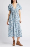 THE GREAT THE GALLERY FLORAL COTTON MIDI DRESS