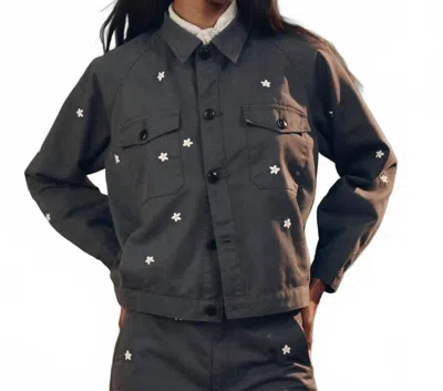 The Great The Garage Daisy Embroidery Jacket In Blue Slate In Gray