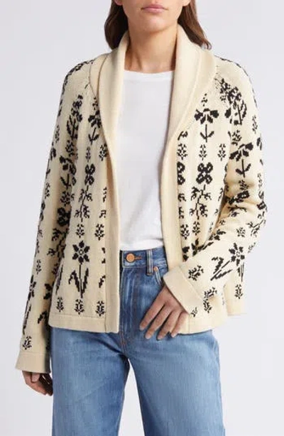 The Great . The Garden Lodge Shawl Collar Open Sweater In Neutral