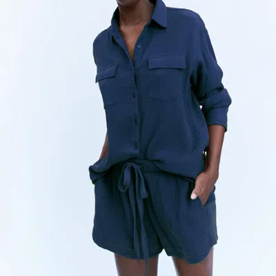 The Great The Gauze Rancho Top In Nautical Navy In Blue