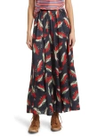 THE GREAT THE GODET FLORAL SATIN MAXI SKIRT