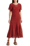 The Great The Harmony Cotton-guipure Lace Midi Dress In Garnet
