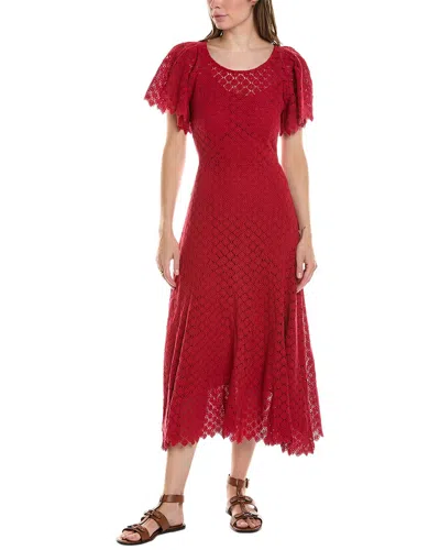 The Great The Harmony Cotton-guipure Lace Midi Dress In Red