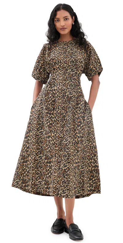 The Great The Hartford Dress Tan Leopard In Brown
