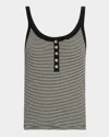 The Great The Henley Slim Tank Top In Black