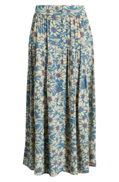 The Great . The Highland Floral Button Front Skirt In Multi
