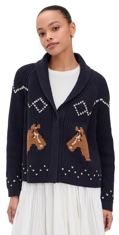 The Great The Horse Lodge Cardigan Navy In Black