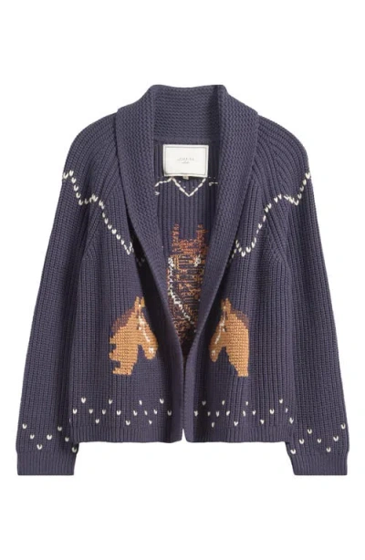 The Great . The Horse Lodge Cotton Blend Cardigan In Blue