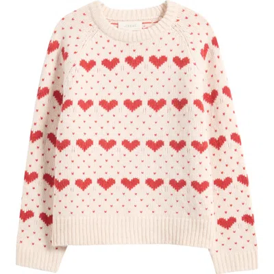 The Great . The Intarsia Heart Wool Blend Sweater In Neutral