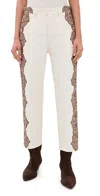 The Great The Lace Print Wayne Jeans Cream With Brown In Neutral