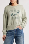 The Great . The League Graphic Sweatshirt In Smoke Green