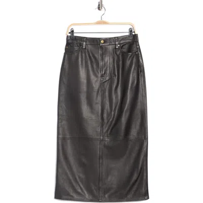The Great . The Leather Column Midi Skirt In Brown