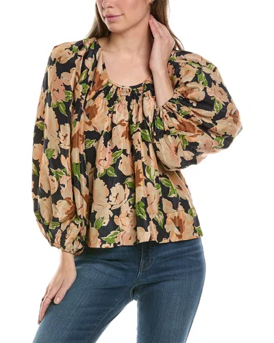 The Great The Magpie Silk Top In Multi