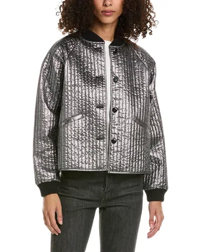 The Great The Metallic Bomber Jacket In Grey