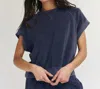 The Great The Micro Terry Wedge Sweatshirt In Vintage Blue In Blue