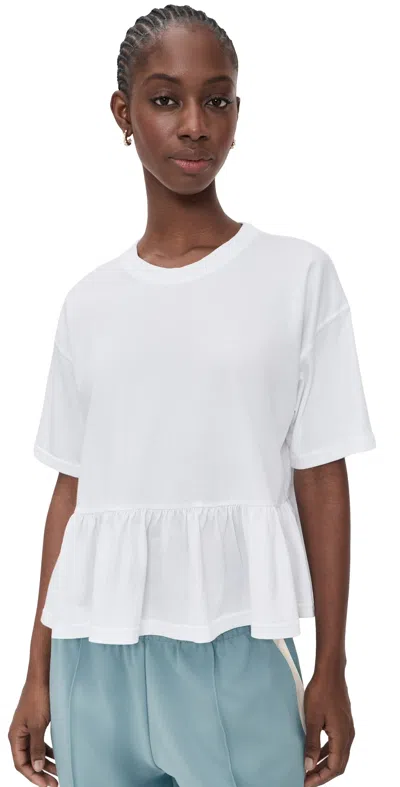 The Great The Oversized Ruffle Peplum Tee True White