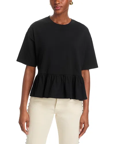 The Great The Oversized Ruffle Tee In Black