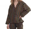 The Great The Pajama Button Shirt In Club Stripe In Brown