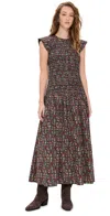 The Great The Paramour Printed Cotton Seersucker Midi Dress In Brown