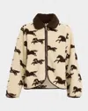 The Great . The Pasture Horse Print Fleece Jacket In Brown