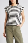 THE GREAT THE GREAT. THE PEAK STRIPE COTTON TOP