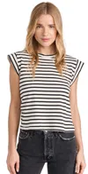 The Great The Peak Stripe Cotton Top In Black & Cream Gondola Stripe