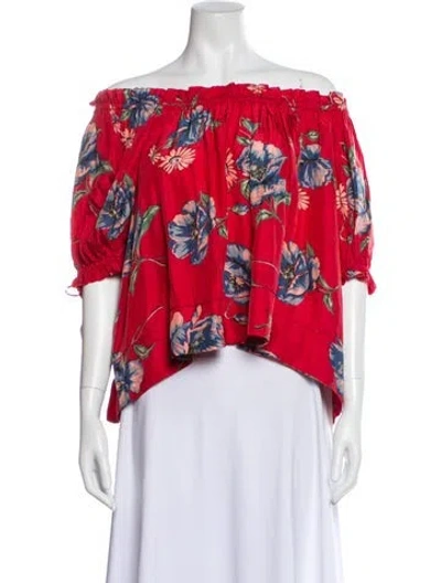 Pre-owned The Great The Petunia Silk Blouse In Red
