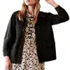 The Great The Pleated Army Jacket In Washed Black Herringbone In Multi