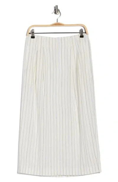 The Great . The Pleated Linen Blend Column Skirt In White