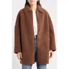 The Great . The Plush Teddy Fleece Car Coat In Brown