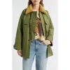 The Great . The Quilted Liner Jacket With Removable Faux Fur Collar In Green
