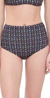 The Great The Reversible Bikini Bottoms Black Tile Print/citron