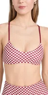 The Great The Reversible Bralette Bikini Top Ruby Check/golden Sands Oasis